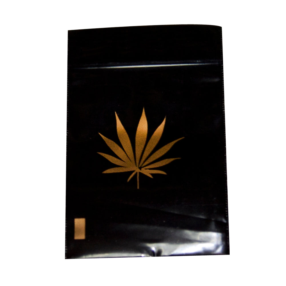 Bolsita plástico zip negra/oro leaf 6x8 cm 100und